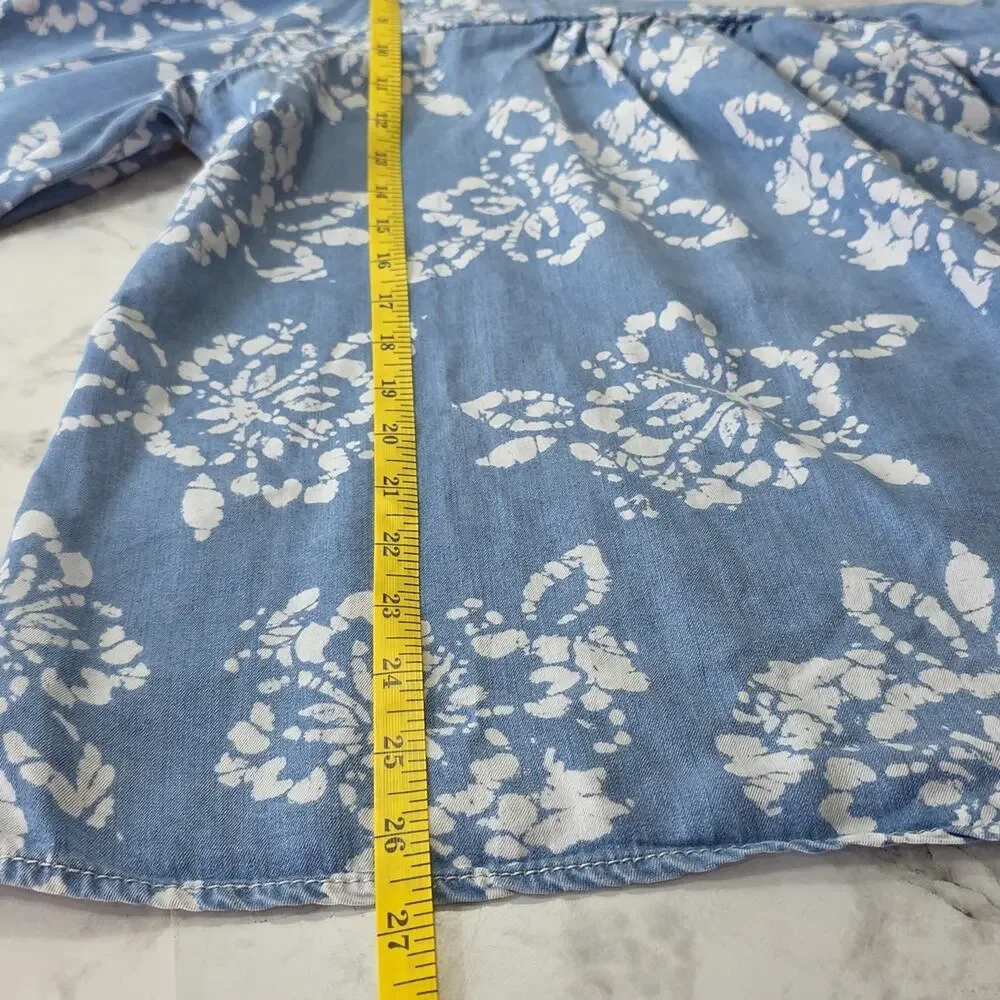 NWT Womens Sz XXL Blue Puff Sleeve Square Neck Peasant Y2K Babydoll Tunic Top